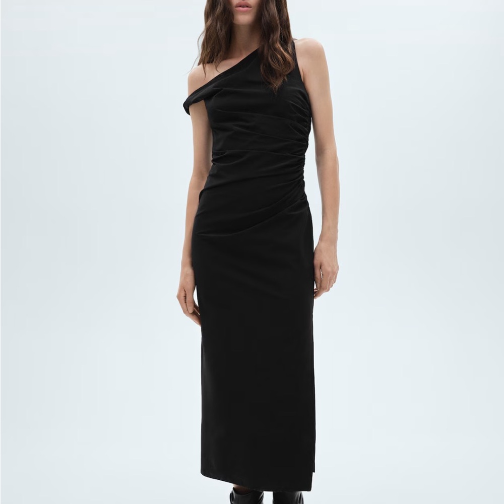 NWT MANGO ASYMMETRICAL DRESS WITH GATHERED DETAILS